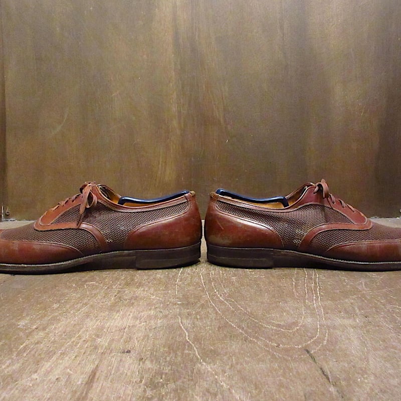 ビンテージ40's50's○レザー×メッシュスペクテイターシューズ茶 ビンテージ40's50's○レザー×メッシュスペクテイターシューズ茶
