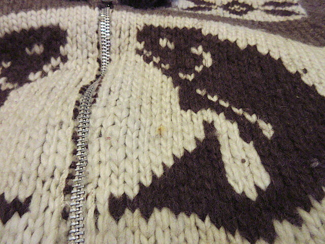 カウチンセーター ショールカラー 熊柄 ベージュ 古着 肉厚 ウール100 カウチンセーター ショールカラー 熊柄 ベージュ 古着 肉厚 ウール100