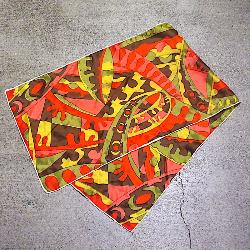 ビンテージ60's70's○サイケデザインシルクストール○260125n8-scf総柄