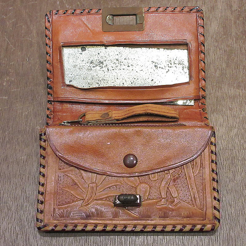 ビンテージ60's70's○MEXICO型押しレザー財布○241006i3-wltメキシコ