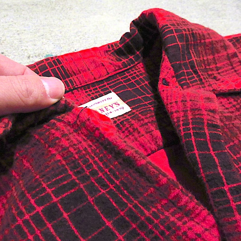 ビンテージ50's○PENNEY'Sオンブレチェックコットンプリントネルシャツ