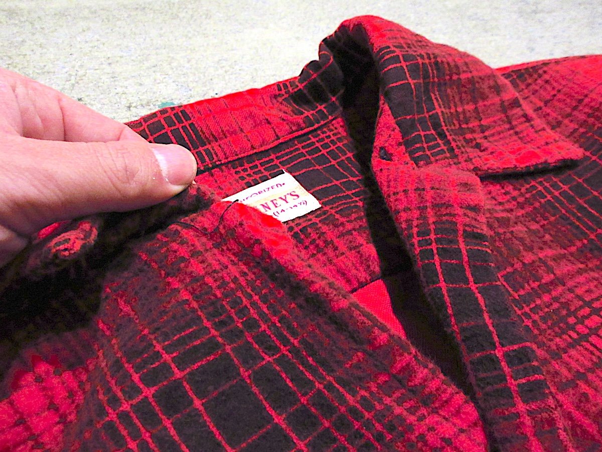 ビンテージ50's○PENNEY'Sオンブレチェックコットンプリントネルシャツ