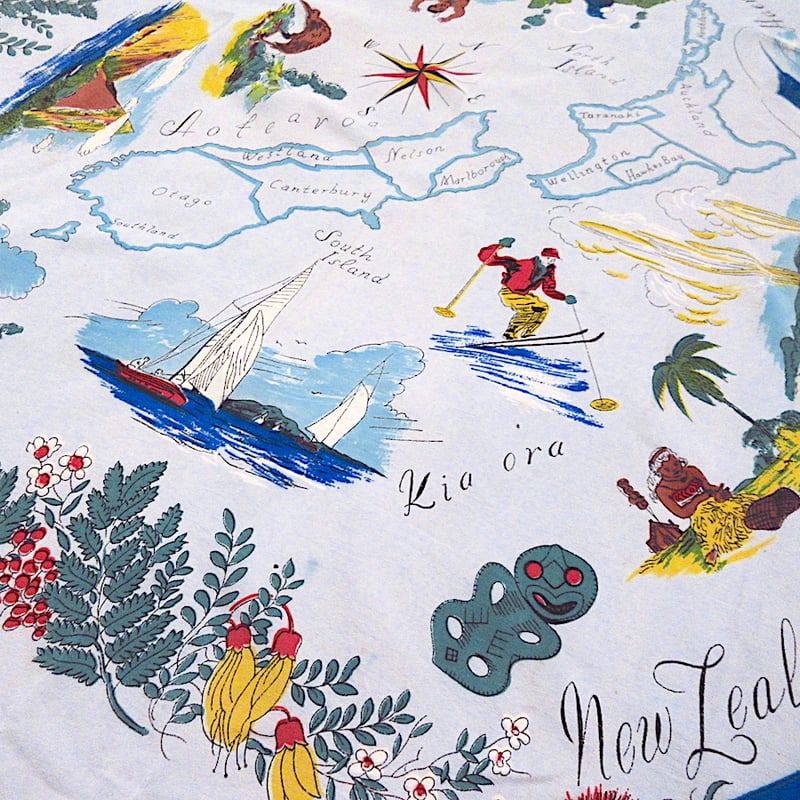 ビンテージ40's50's○地図プリントレーヨンスカーフ○251122m1-scf