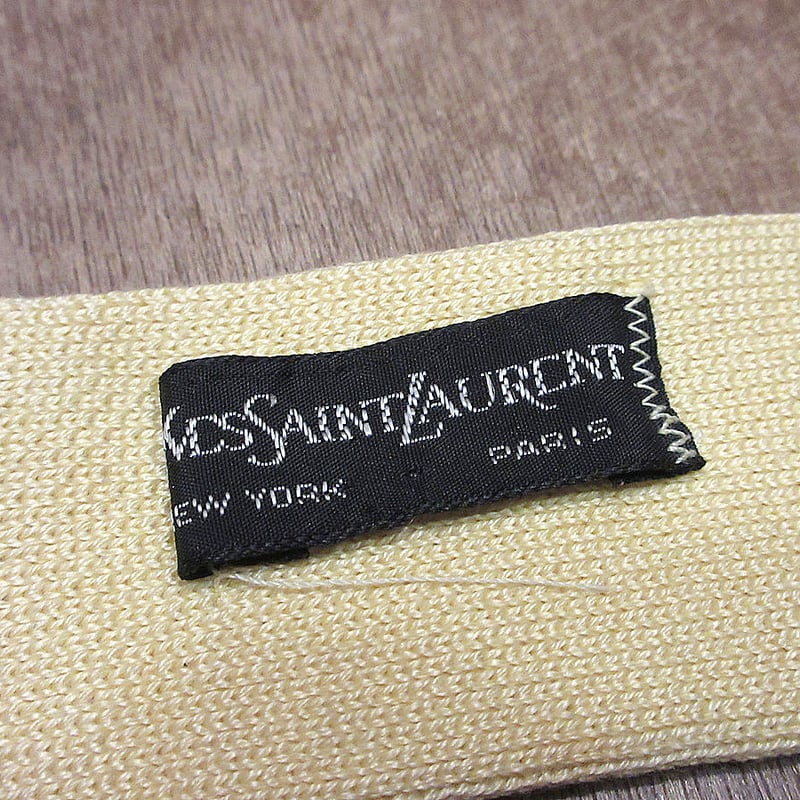 ビンテージ60's70's○YVES SAINT LAURENTコットンニットスクエアタイ黄