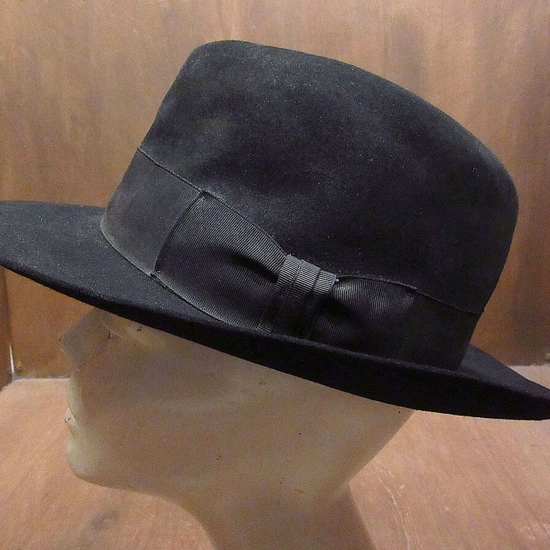 ビンテージ80's○STETSON INDIANA JONESフェドラハット黒6 7/8○21