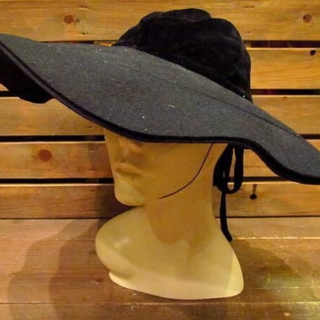 ビンテージ40's●レディースウール×ベロアハット黒●odst 1940s帽子