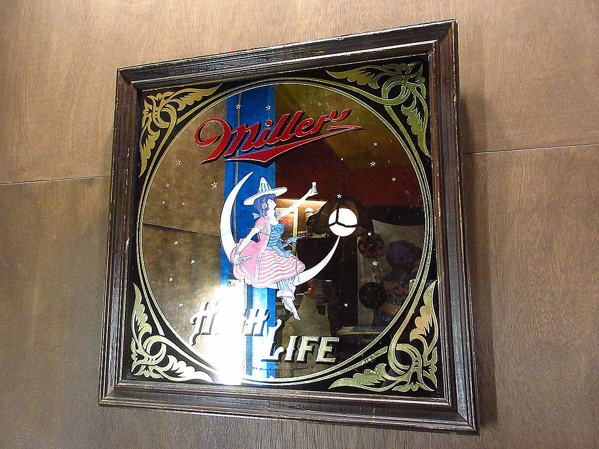 パブミラー　インテリア　Miller　ミラー　ビール　アメリカン　ヴィンテージ ビンテージ70's○Millerビールパブミラー○210321n6-sign 1970s