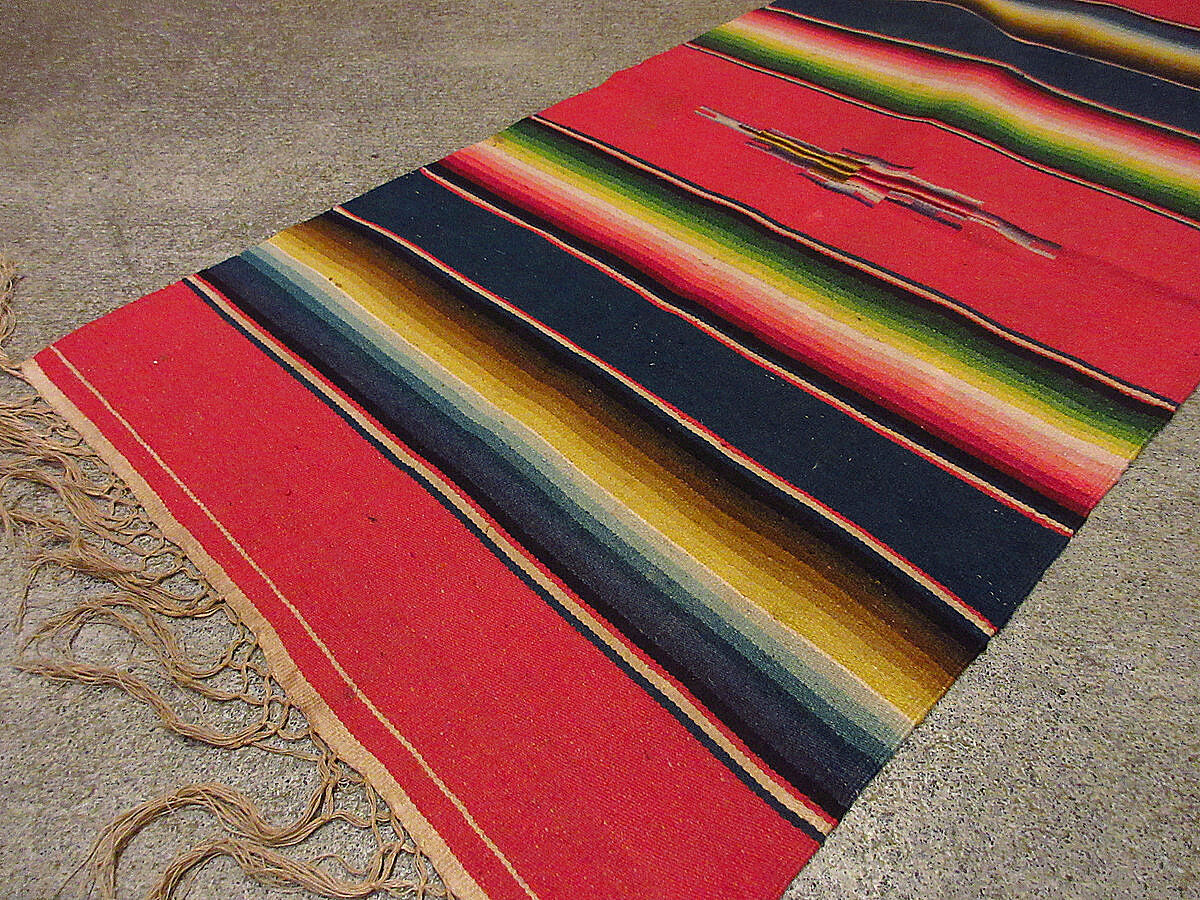 ビンテージ40's50's○メキシカンラグsize 82.5cm×41cm○210606f4-