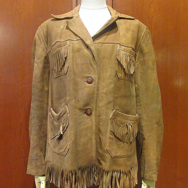 ビンテージ40's50's○Los Angeles Sportogsレディースフリンジヌバック