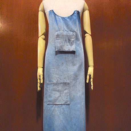 Vintage エプロン こなれた風合いのヴィンテージツイル素材胸当てエプロン。 T8805