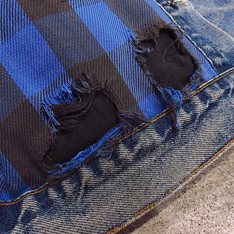 USA製 70401 LEVIS ハチノス ヴィンテージ 裏地チェック Gジャン ビンテージ80's○Levi's 70401-0818裏地チェックデニム