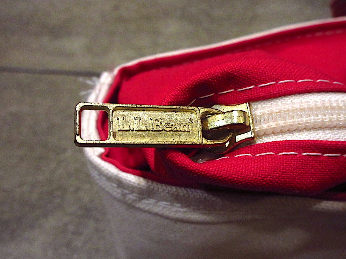LL Bean ヴィンテージバック ビンテージ○L.L.Beanジッパー付きキャンバストートバッグ生成り