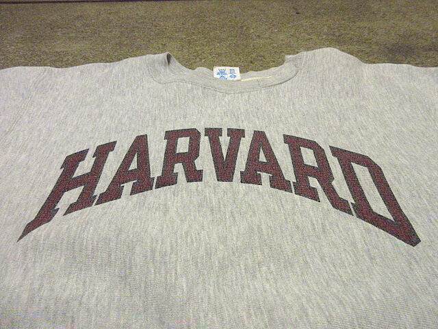 ビンテージ80's○ChampionトリコタグHARVARD染み込みプリントリバース