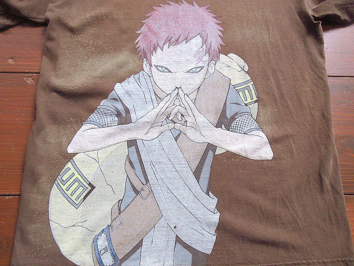 2000's○NARUTO我愛羅プリントTシャツ茶size M○250611k4-m-tsh-