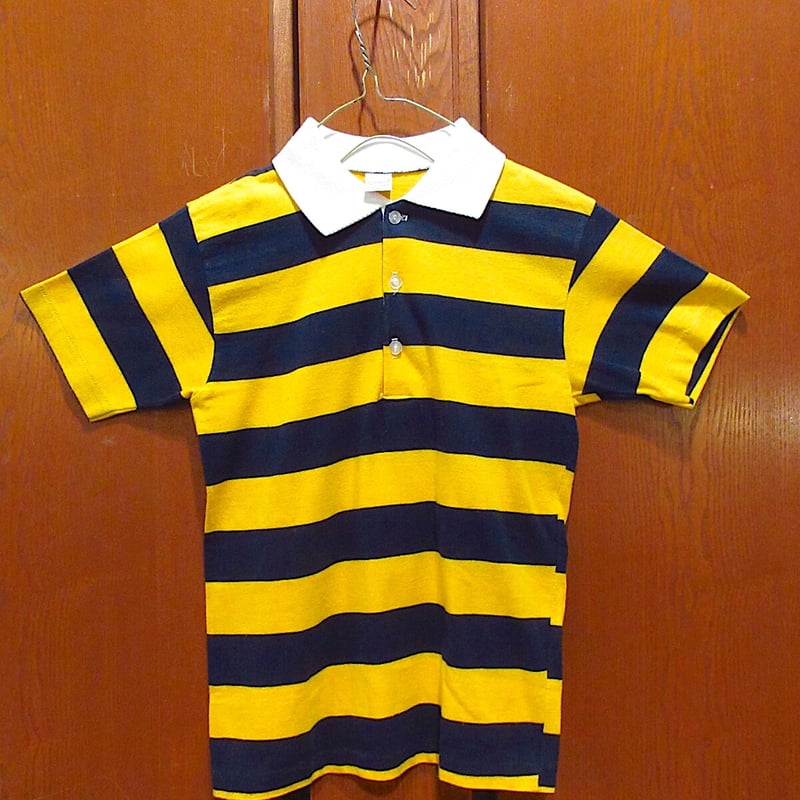 ビンテージ70's○Donmoorコットンワイドボーダーラガーシャツ黄 ビンテージ70's○Donmoorコットンワイドボーダーラガーシャツ黄