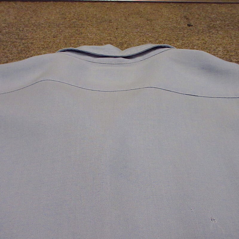 ビンテージ50's60's○Marlboro刺繍入りレーヨンループカラーシャツ水色