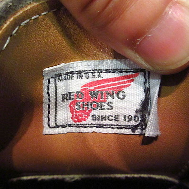 ビンテージ80's○RED WINGプリント羽根タグポストマンシューズ黒 ビンテージ80's○RED WINGプリント羽根タグポストマンシューズ黒