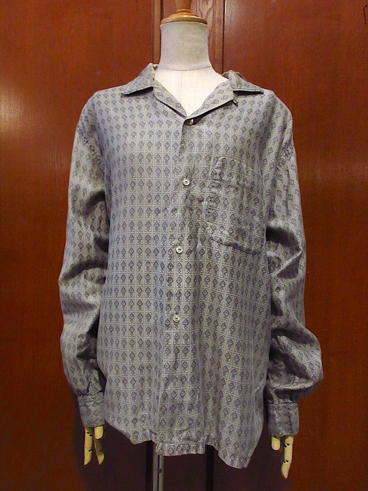 ビンテージ50's60's○Mr.Richard総柄長袖ループカラーシャツsize