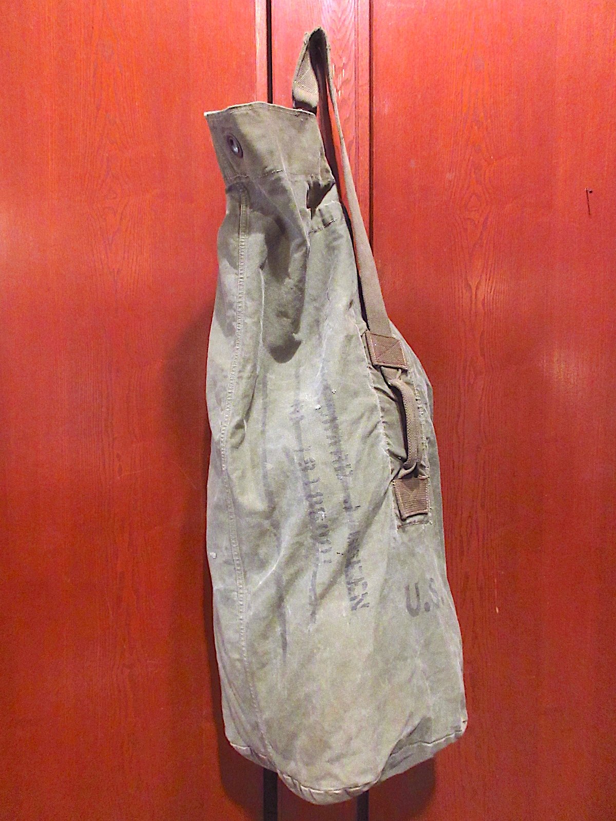 ビンテージ US キャンバス ダッフルバッグ 米軍 ミリタリー ステンシル ビンテージ40's○ミリタリーステンシル入りキャンバスダッフル