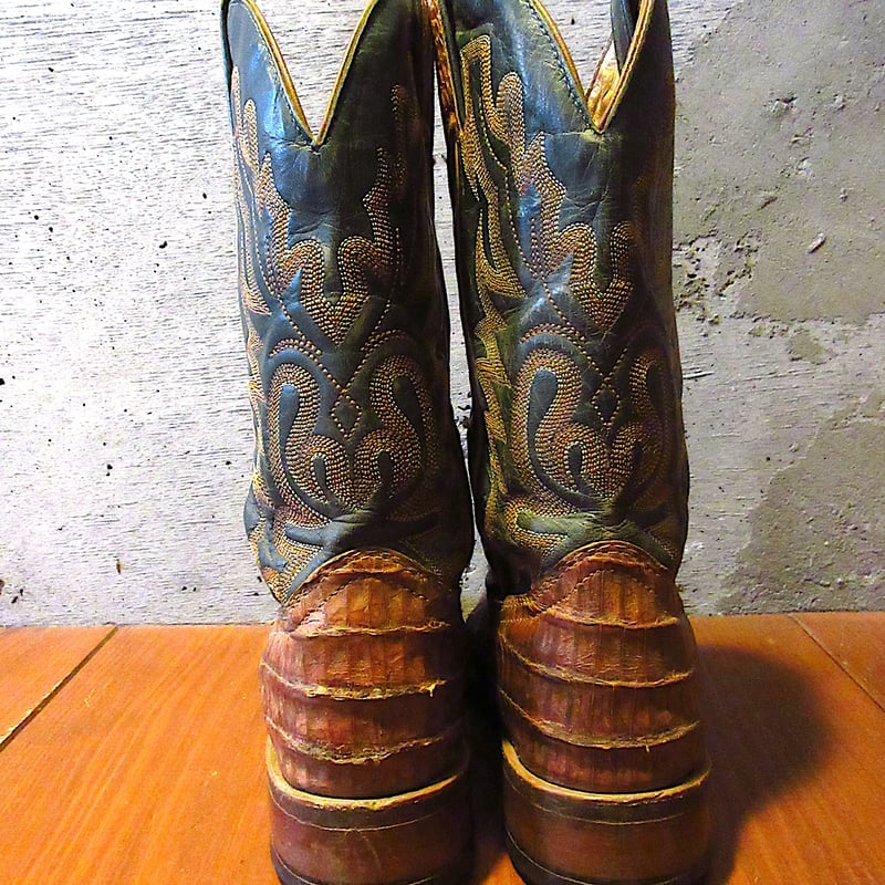 ビンテージ90's○BOULETワニ革ウエスタンブーツ茶size 5 1/2 C○260111