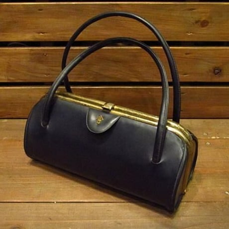 ビンテージ50's●フェイクレザーハンドバッグ紺●odst 1950sレディース鞄