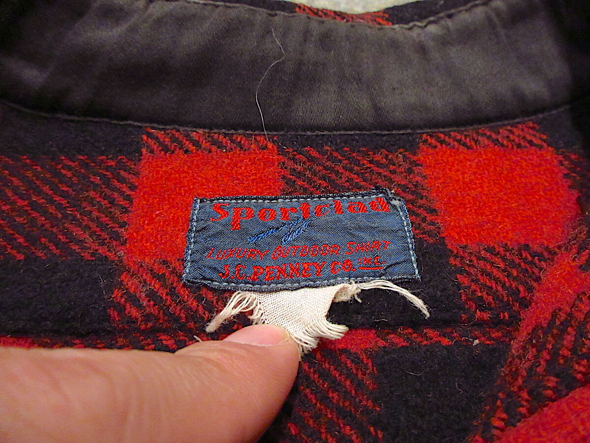 ビンテージ40's○J.C.PENNEY CO.バッファローチェックウールシャツ赤