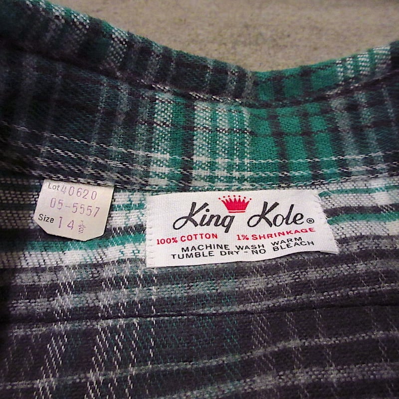 ビンテージ60's○King Koleチェックヘビーネルシャツsize 14 1/2○2109...