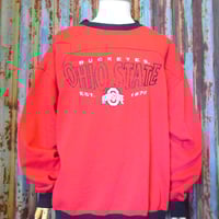 ビンテージ90’s●Lee SPORT OHIO STATE刺繍入りスウェット赤size XL●250127b1-m-swsオハイオ州立大学カレッジ古着1990's