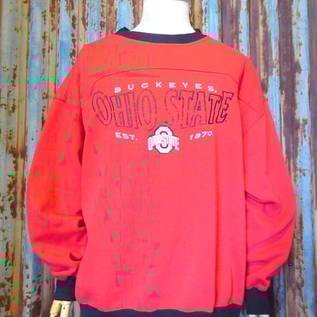 ビンテージ90’s●Lee SPORT OHIO STATE刺繍入りスウェット赤size XL●250127b1-m-swsオハイオ州立大学カレッジ古着1990's
