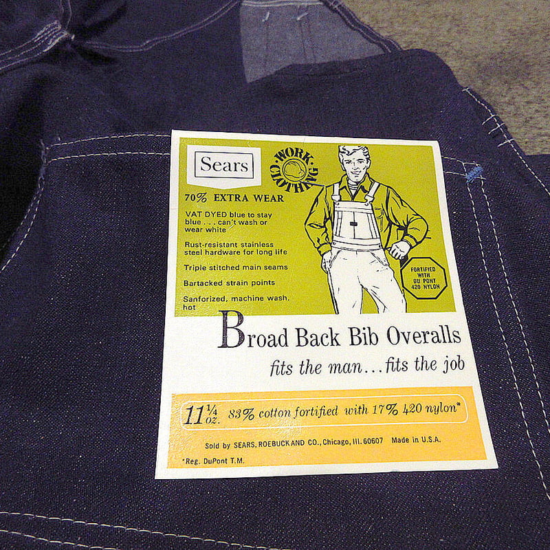 ビンテージ60's○DEADSTOCK Searsバットダイデニムオーバーオール表記