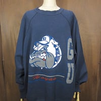 ビンテージ80's●GUプリントラグランスウェット紺●250331z3-m-swsトレーナーアニマルブルドッグ犬メンズ古着
