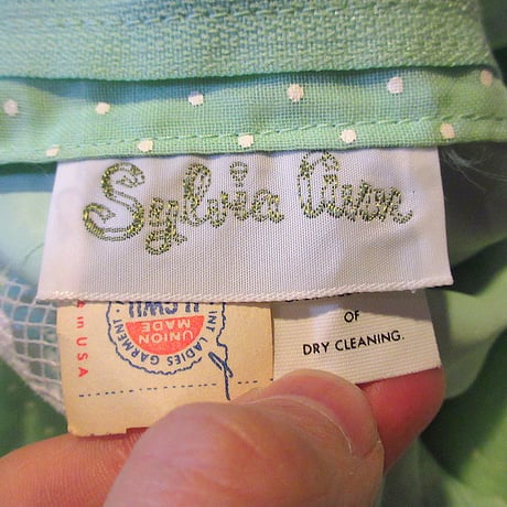 ビンテージ70's●DEADSTOCK Sylvia turnレディースフリル付きドット柄ワンピースsize 12●250126j7-w-lsdrs古着1970s