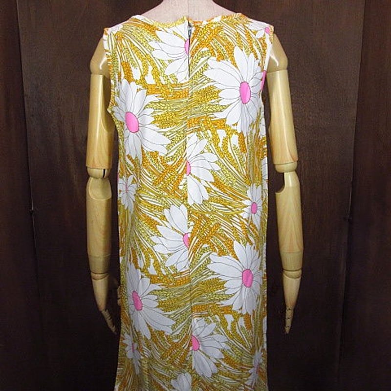 ビンテージ70's○DEADSTOCK花柄ノースリーブワンピース12○200804n1-w-n