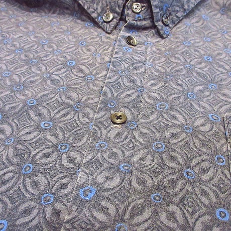ビンテージ90's●QUIKSILVER総柄コットンボタンダウンシャツsize M●210723r3-m-sht-w28半袖クイックシルバーBDシャツサーフUSA製