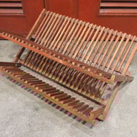 ビンテージ~70's●フォールディングウッドディッシュラック●221016i9-rack 60s1960s1970s食器スタンド皿立て水切りキッチン収納