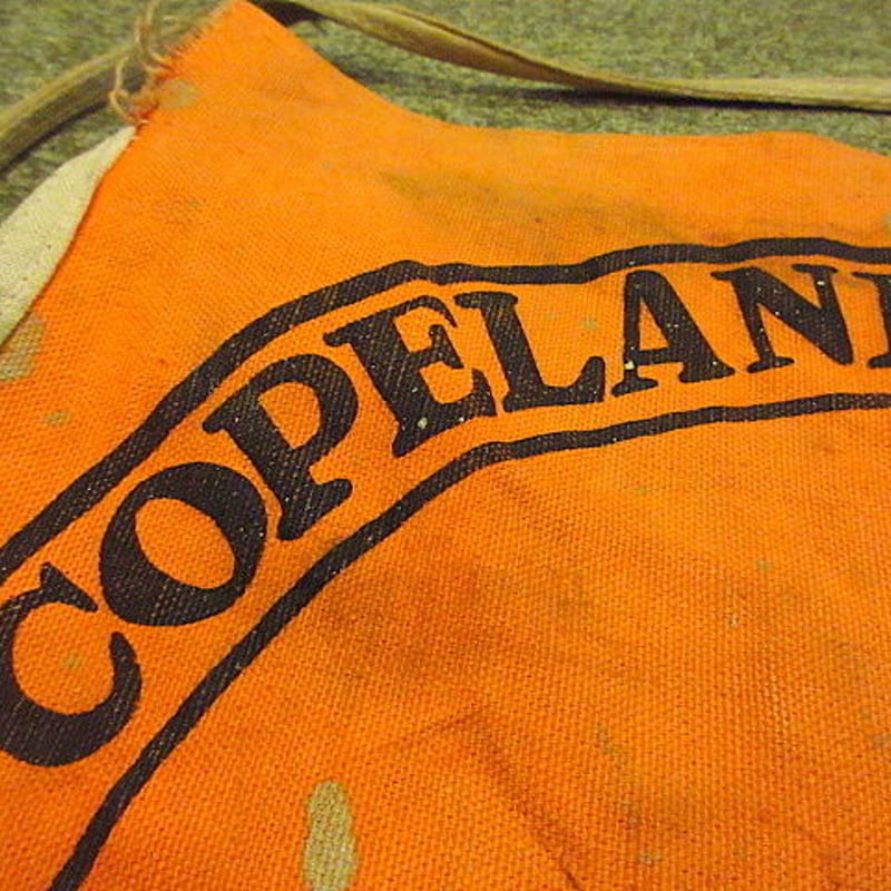 50年代　COPELAND LUMBER ビンテージエプロン ビンテージ-60's○COPELAND LUMBERキャンバスワークエプロン橙○200616s