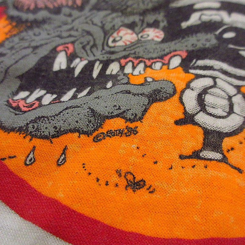 ビンテージ80's○RAT FINK MODERN PROPS両面プリントTシャツ白 ビンテージ80's○RAT FINK MODERN PROPS両面プリントTシャツ白