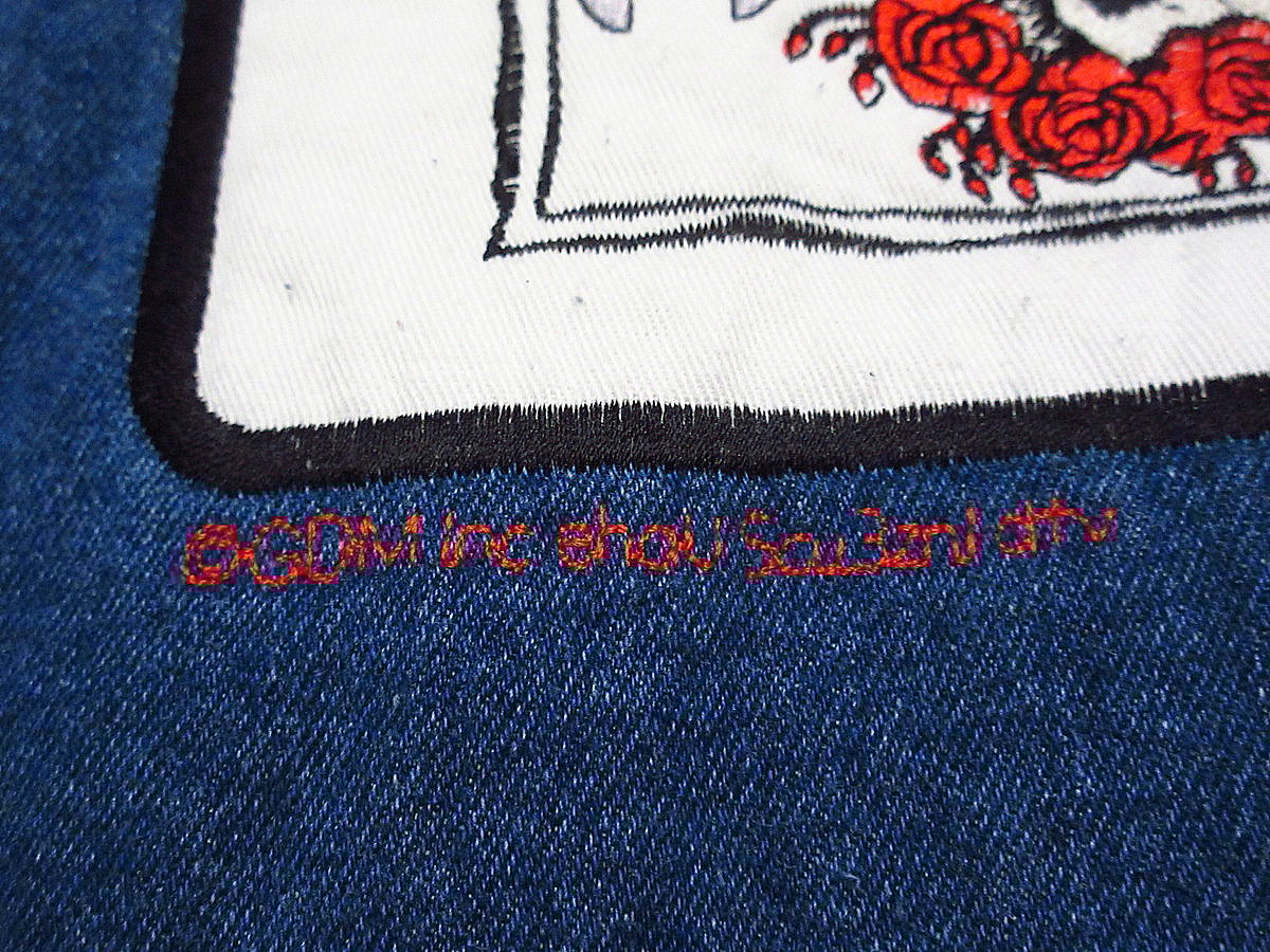 LEVI'S デニムジャケット グレイトフル・デッドワッペン付き Mサイズ ビンテージ90's○GRATEFUL DEADトランプワッペン付きデニム