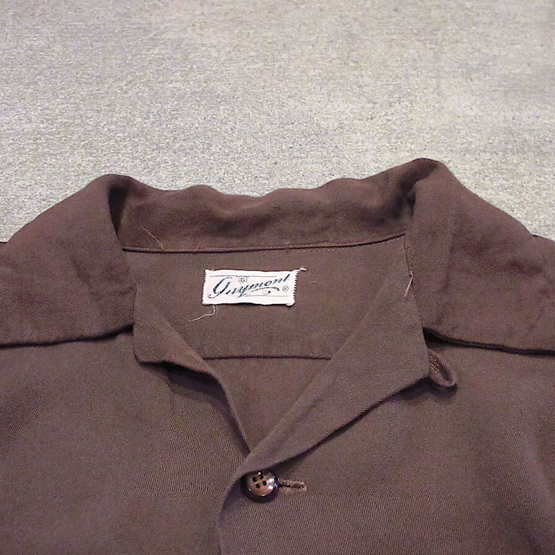 ビンテージ40's50's○Guymontレーヨンループカラーシャツ茶 ビンテージ40's50's○Guymontレーヨンループカラーシャツ茶