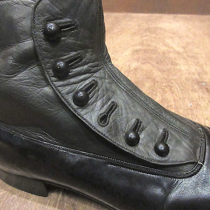 ビンテージ~20's○ストレートチップボタンブーツ黒○251009z3-m-bt
