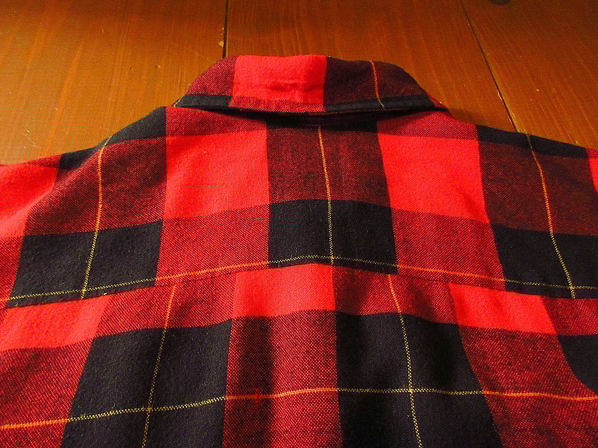ビンテージ80's○SAUGATUCKチェックネルシャツ赤×黒×黄色size M○241113