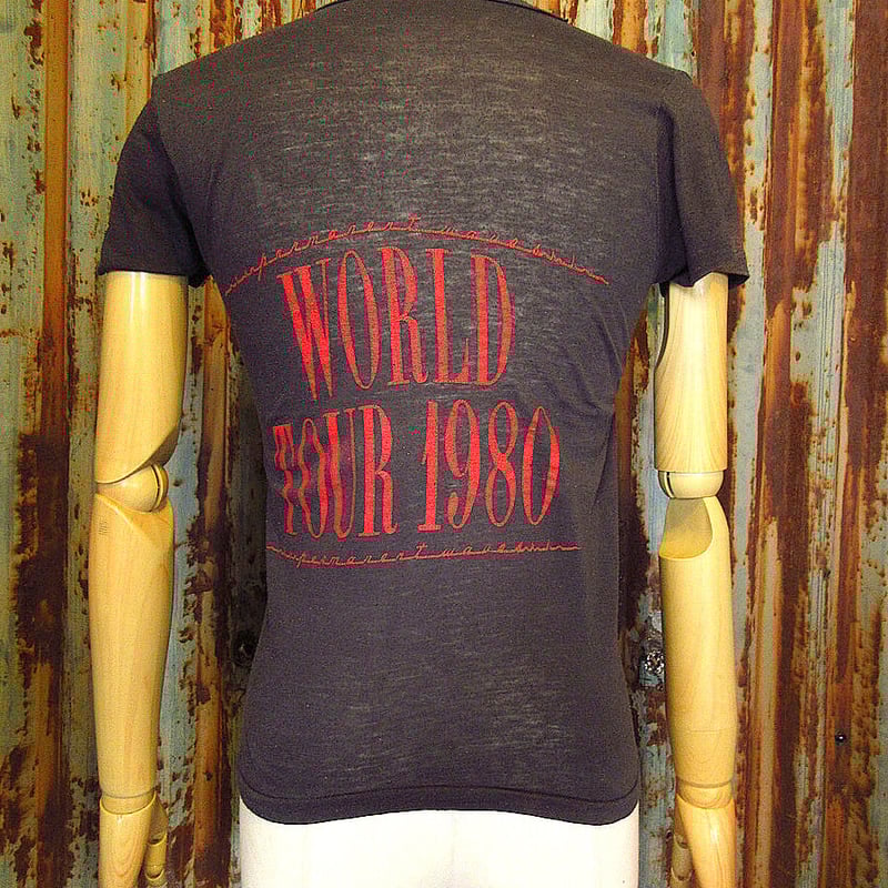 ビンテージ80's○RUSHワールドツアー両面プリントTシャツ黒 ビンテージ80's○RUSHワールドツアー両面プリントTシャツ黒