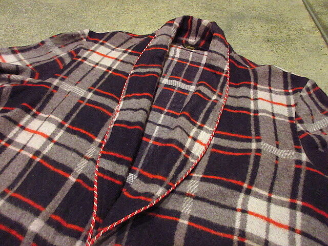 ビンテージ40's○Beaconチェックショールカラーブランケットガウン