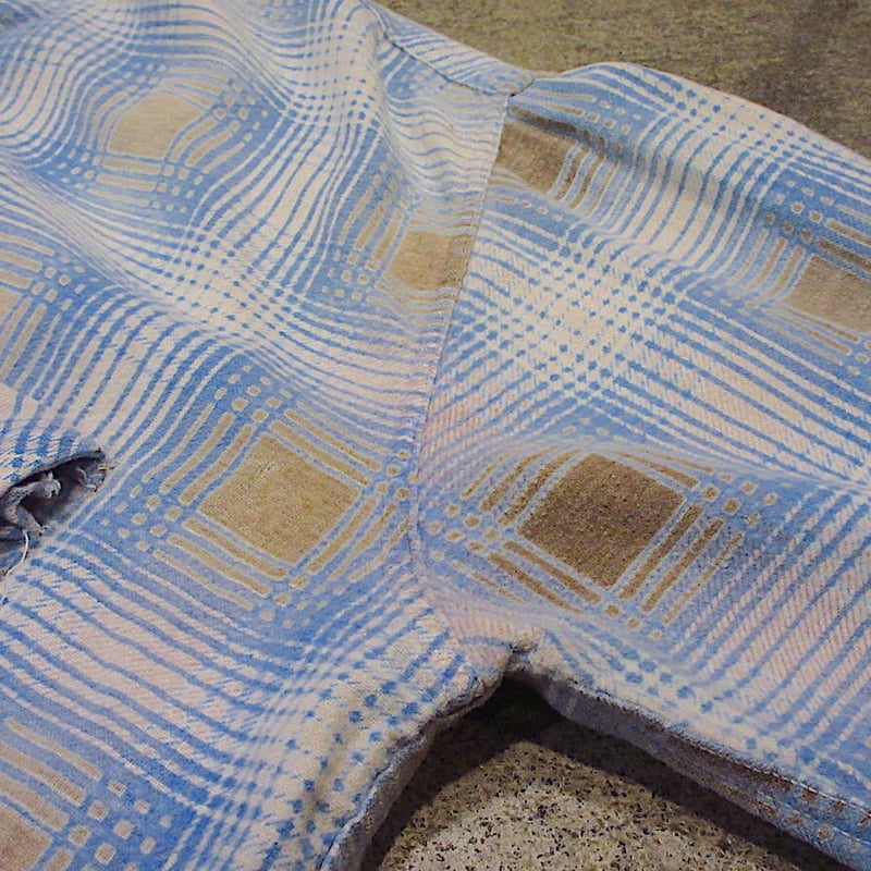 ビンテージ50's○harperチェックプリントネルループカラーシャツsize M