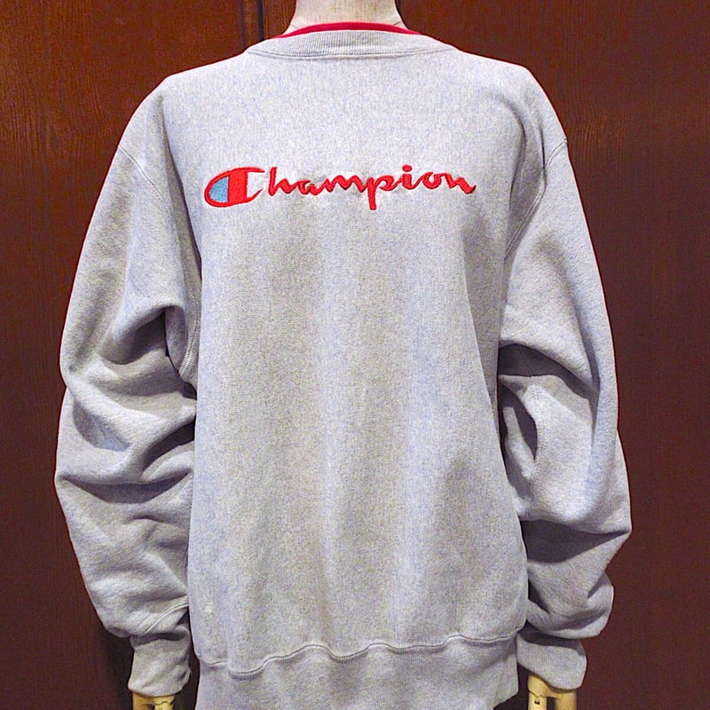 Champion グレー スウェット Lサイズ リバースウィーブ90s 刺繍タグ ビンテージ90's○Championリバースウィーブ刺繍入りスウェット