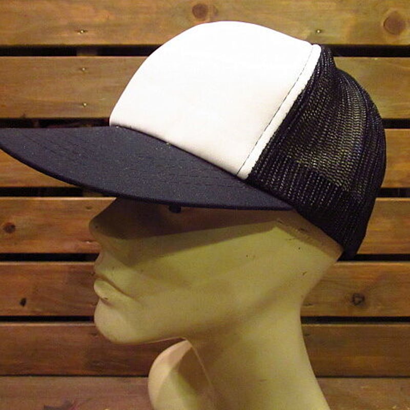 ビンテージ80's○DEADSTOCK メッシュキャップ黒×白 BOY'S FIT