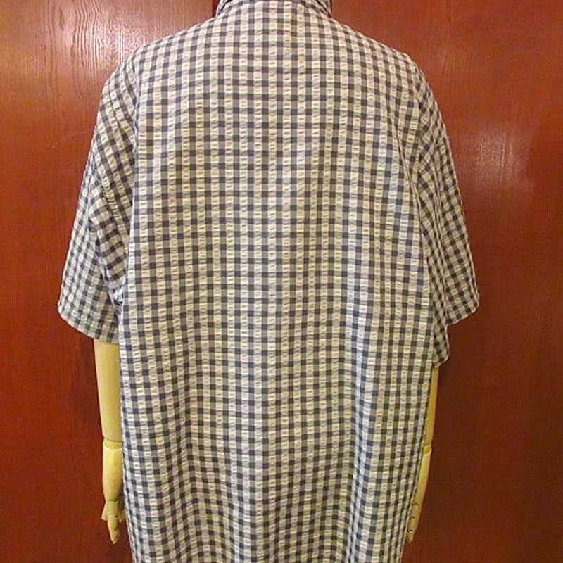 patagonia パタゴニア　シアサッカーシャツ 半袖　チェック　Lサイズ パタゴニア patagonia シアサッカー チェック 半袖シャツ リペア 古着