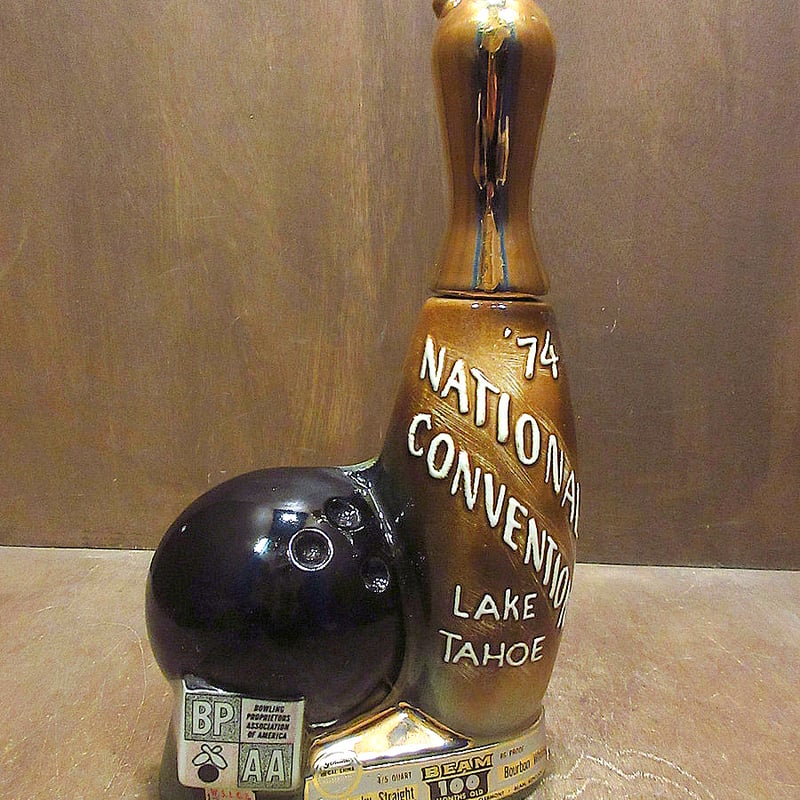 ビンテージ70's○Jim Beamボウリングセラミックデキャンタ○240213j1