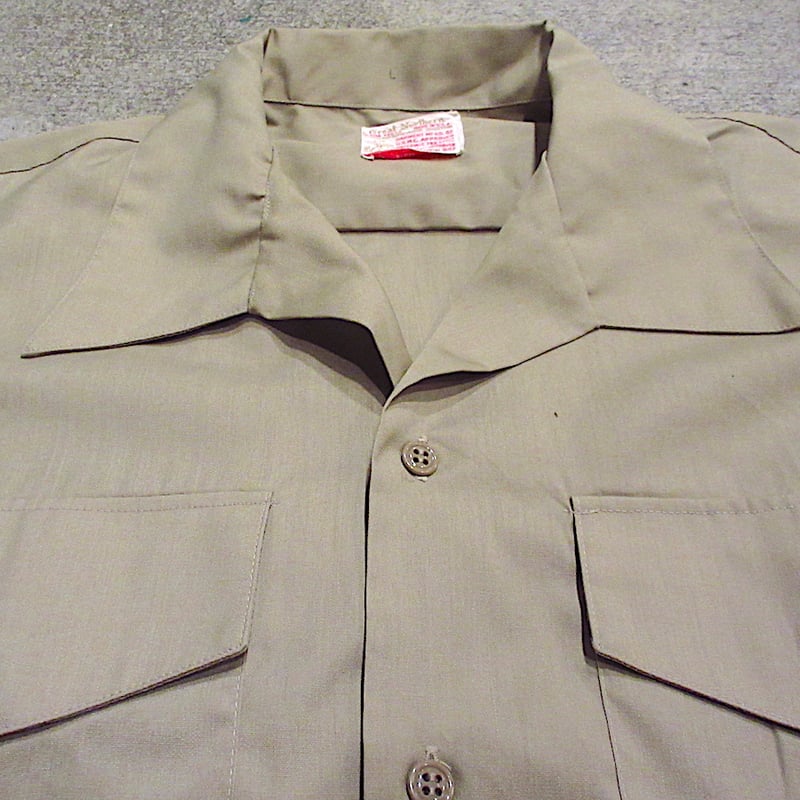 ビンテージ60's70's○USMC半袖オフィサーシャツカーキsize L○241005m3-