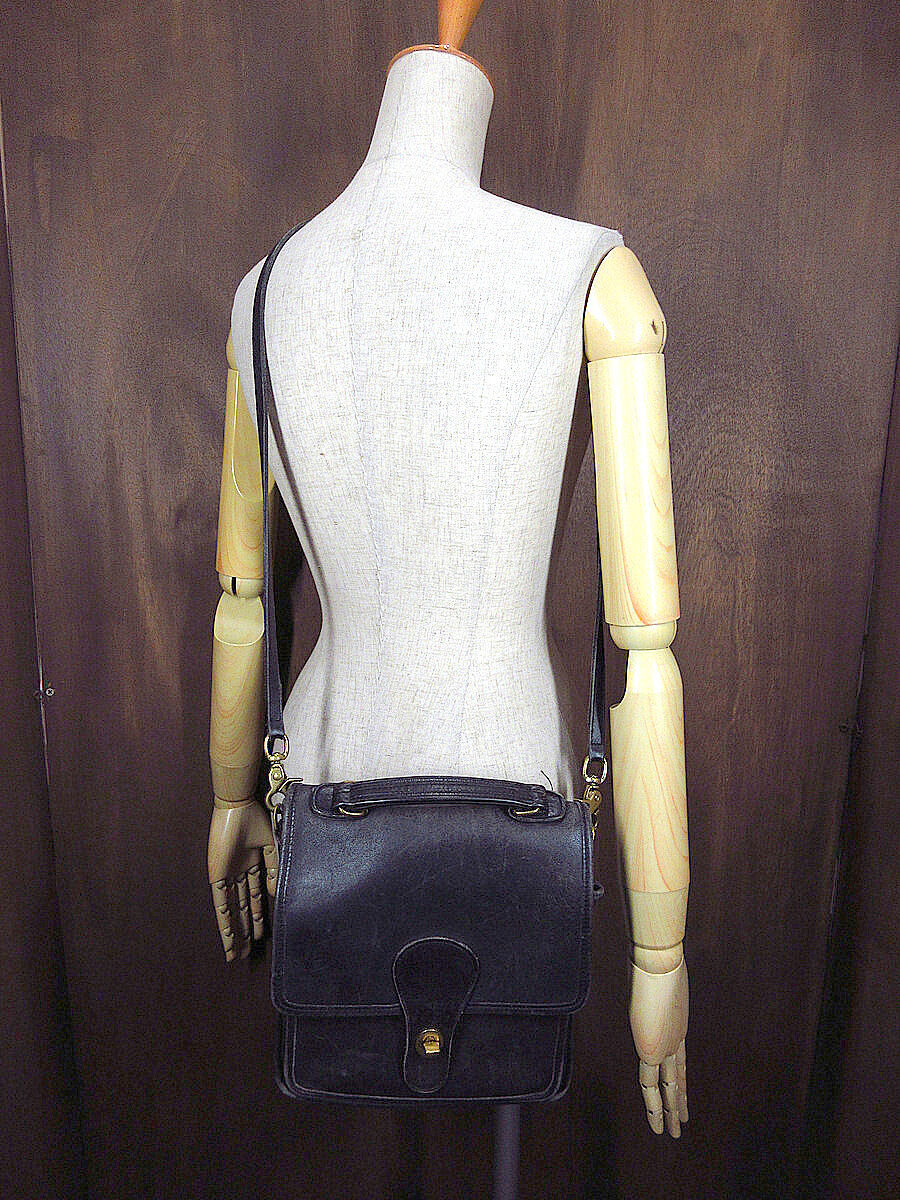 ビンテージ○オールドコーチ2WAYレザーショルダーバッグ黒○220107s7